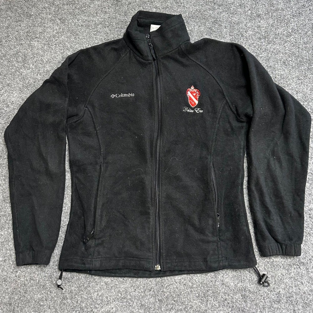 Columbia Fleece Jacket Womens Size S Black Alpha Phi Sorority Full Zip WL6114